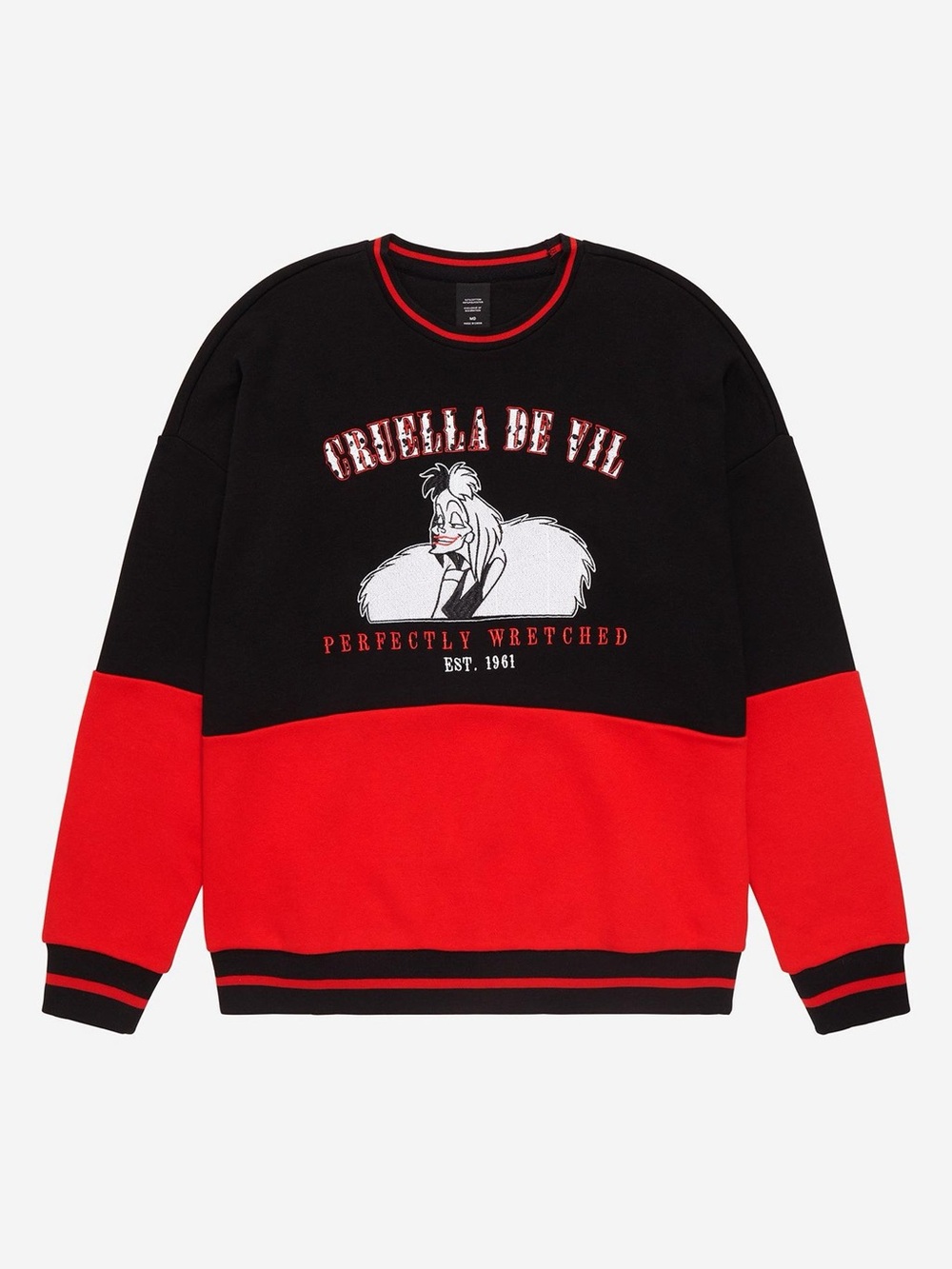 Disney One Hundred and One Dalmatians Cruella de Vil Panel Crewneck